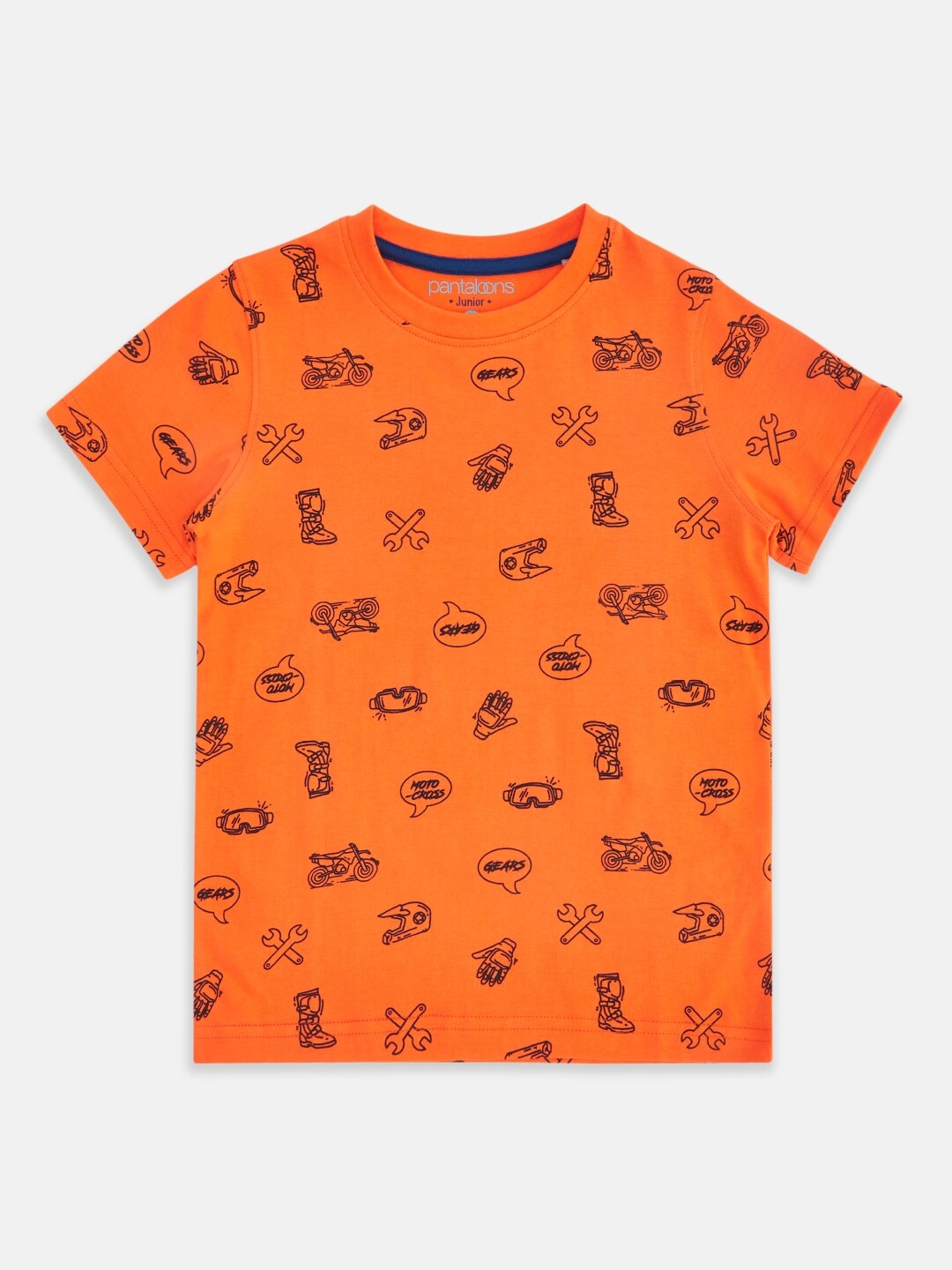 

Pantaloons Junior Boys Orange Printed Cotton T-shirt