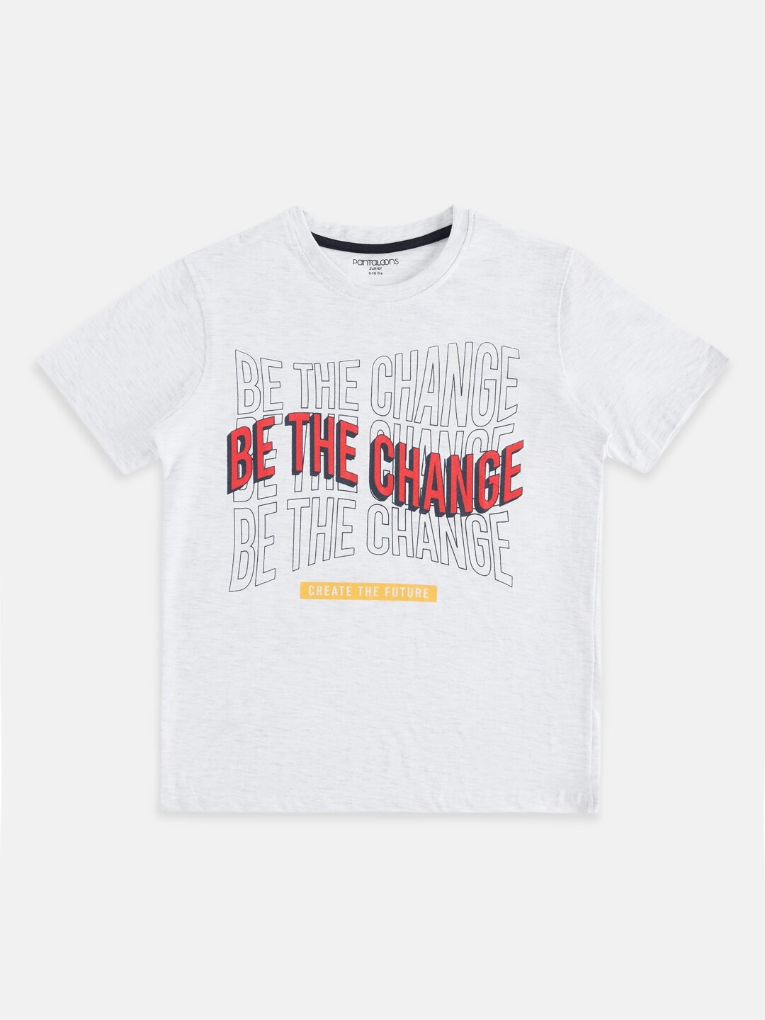 

Pantaloons Junior Boys Grey Melange Typography Printed Cotton T-shirt