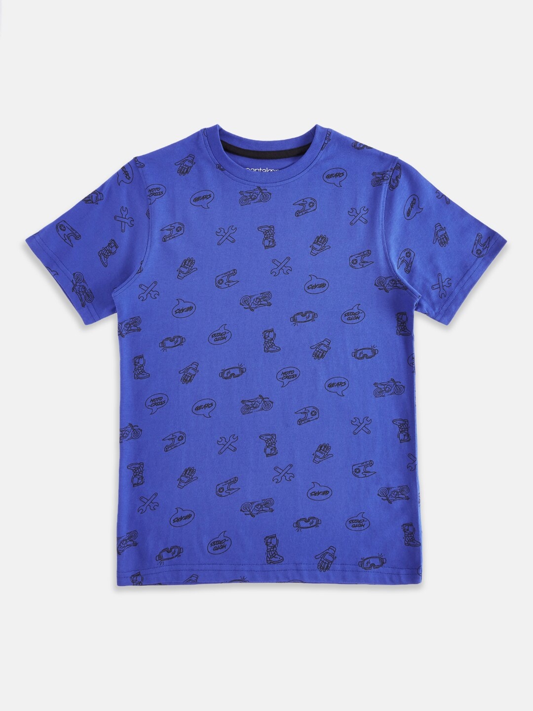 

Pantaloons Junior Boys Blue Printed Cotton T-shirt