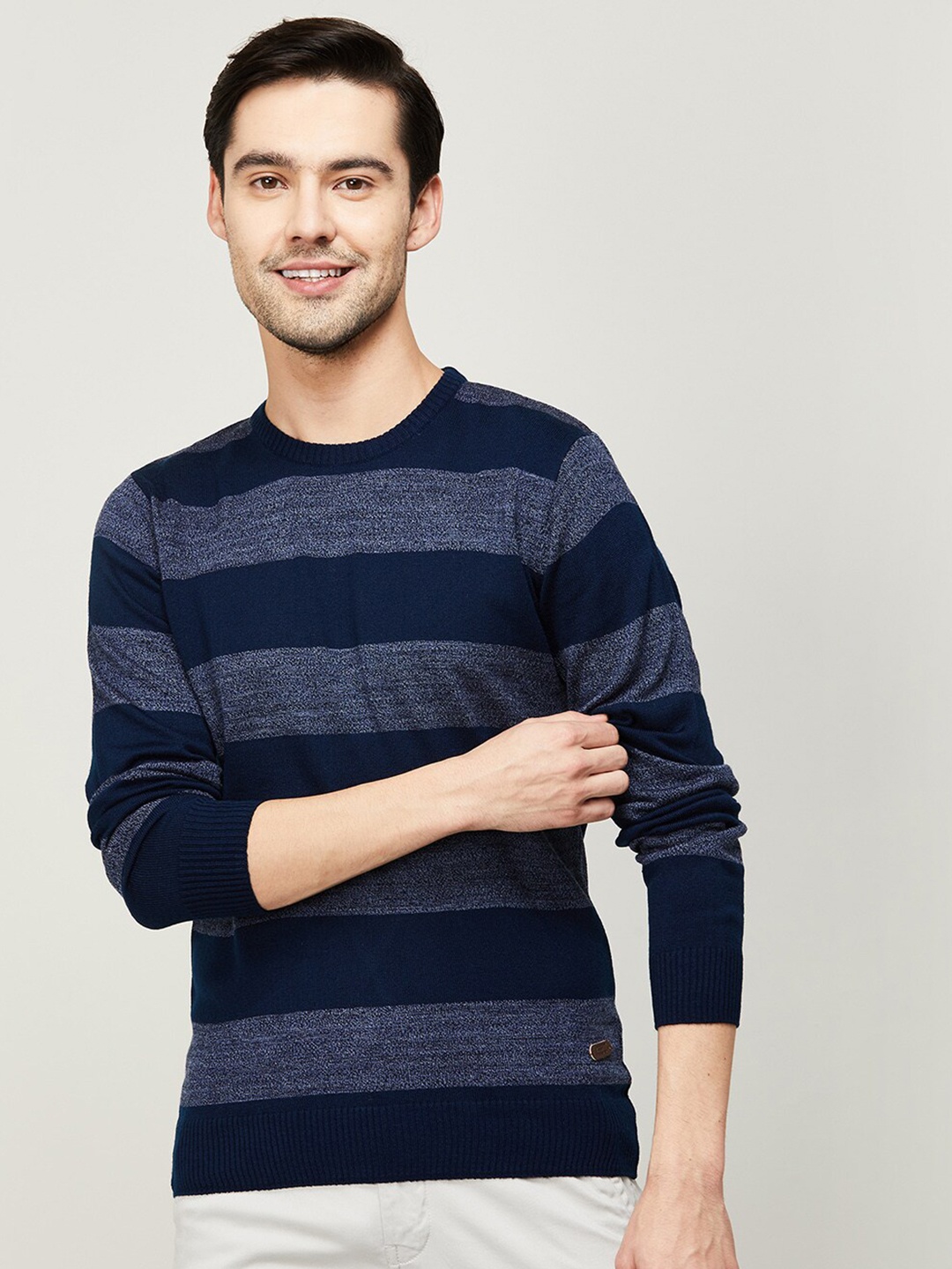 

Fame Forever by Lifestyle Striped Cotton Sweatshirt, Blue