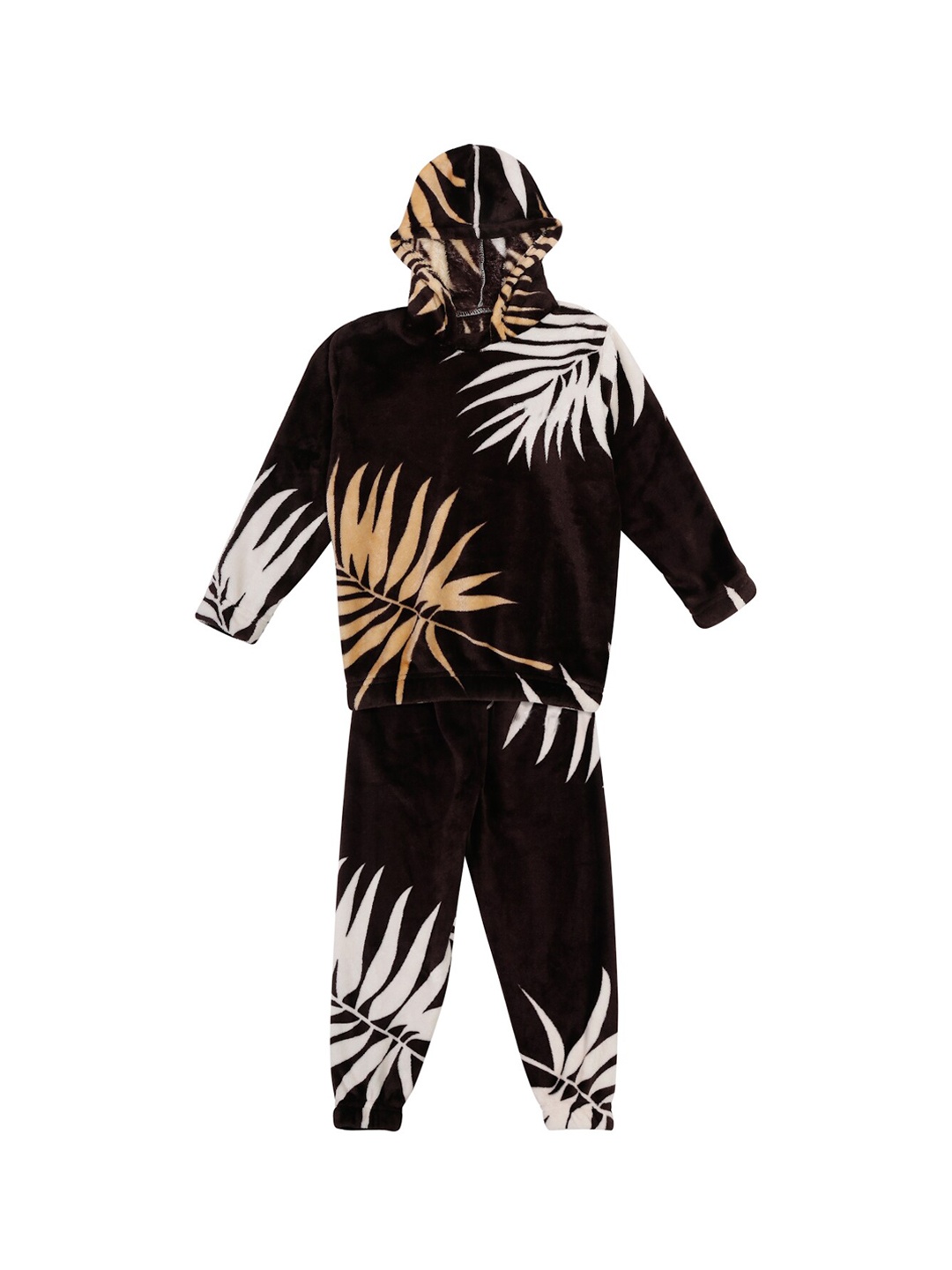 

KLOTTHE Unisex Kids Black & Brown Printed Night Suit