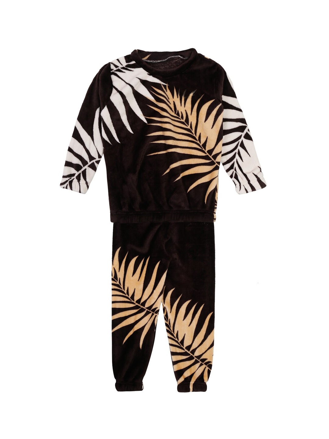 

KLOTTHE Unisex Kids Brown & White Printed Night Suit