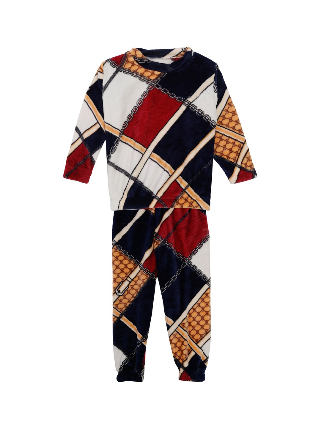 

KLOTTHE Unisex Kids White & Black Printed Night Suit