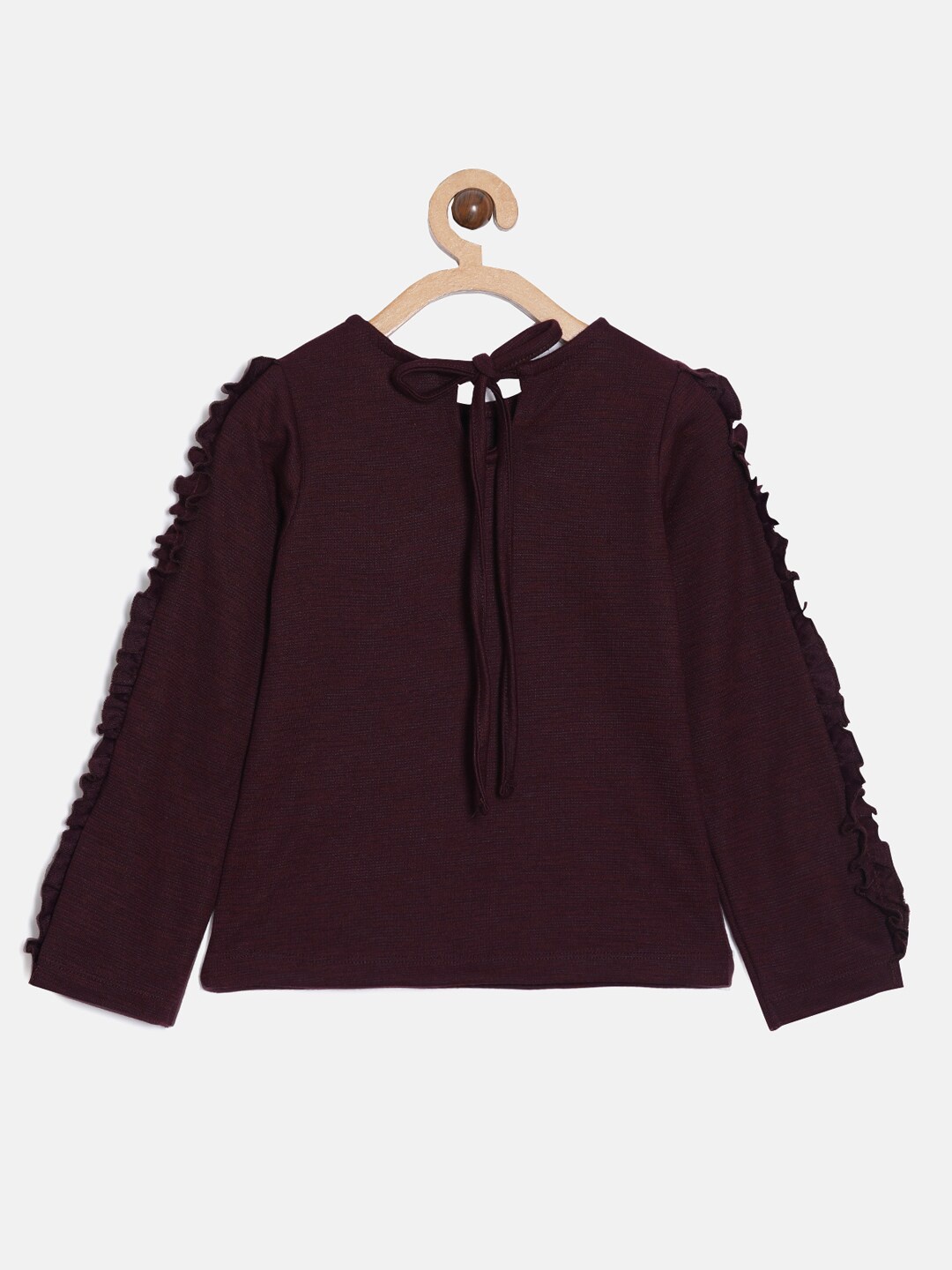 

Aomi Girls Maroon Ruffles Top