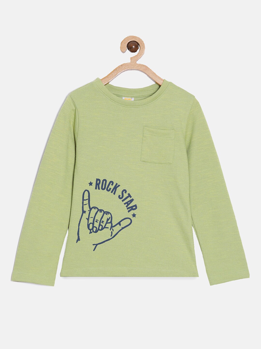 

Aomi Boys Green Typography Printed Cotton T-shirt