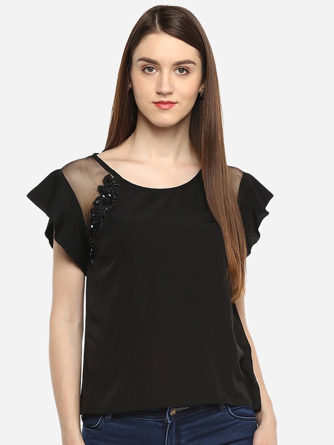 

Porsorte Women Black Embellished Top