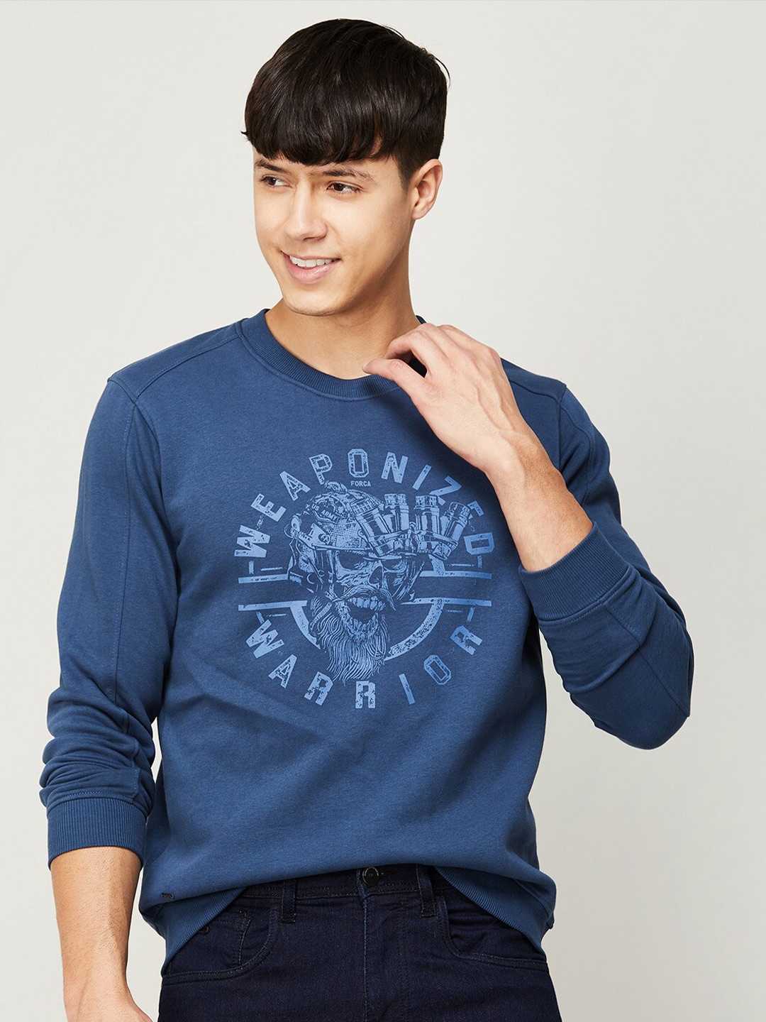 

Forca Men Blue Printed Cotton Sweatshirt