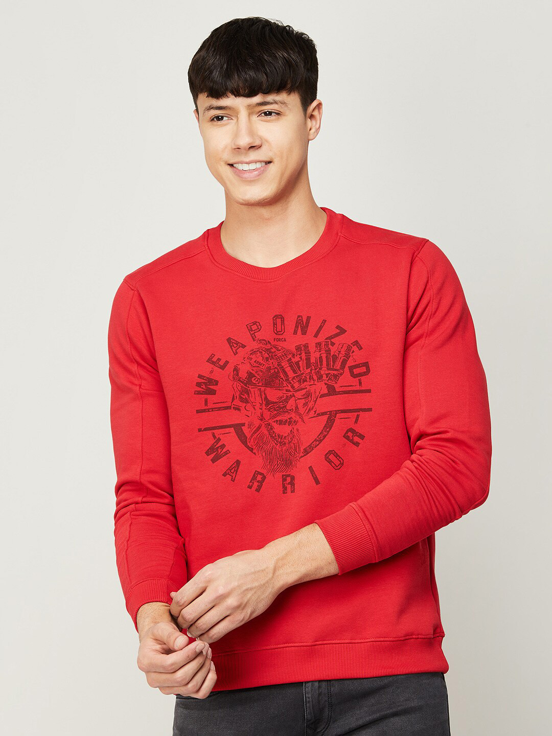 

Forca Men Red Printed Cotton Sweatshirt