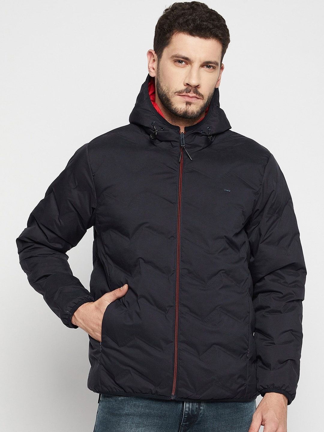 

Okane Men Navy Blue Red Reversible Padded Jacket
