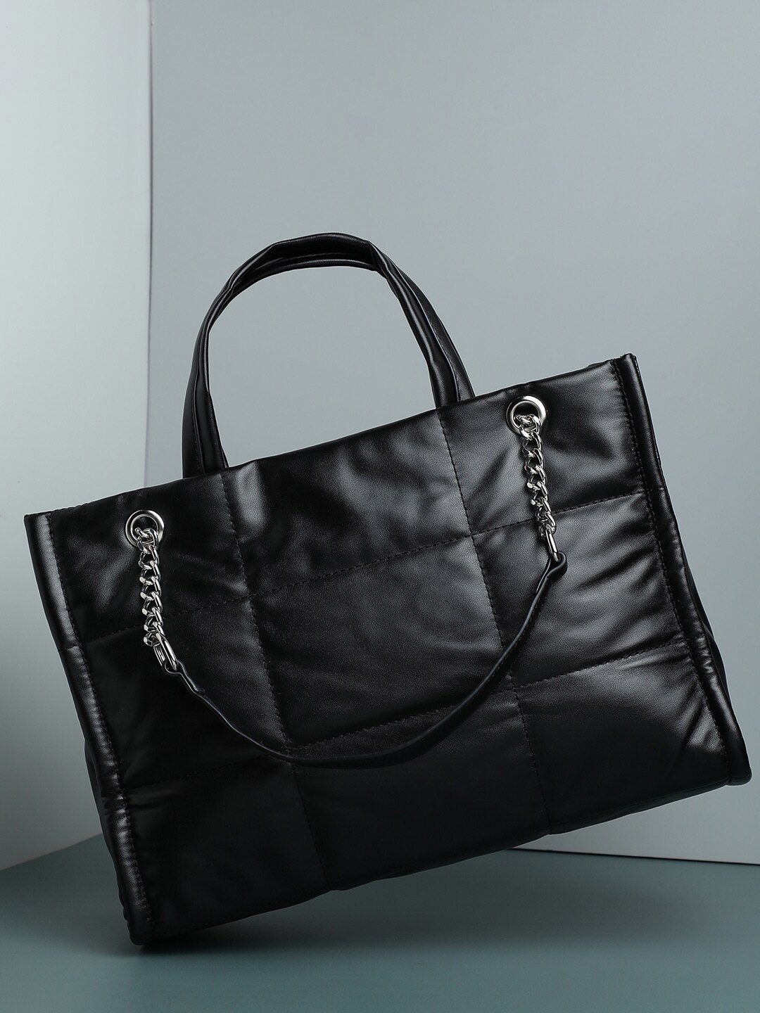 

HAUTE SAUCE by Campus Sutra Black PU Structured Handheld Bag