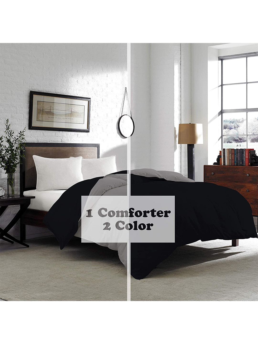 

CURIOUS LIFESTYLE Black & Grey Microfiber Heavy Winter 200 GSM Single Bed Comforter