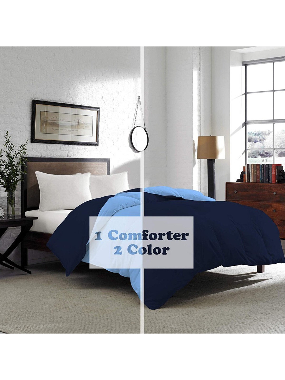 

CURIOUS LIFESTYLE Navy Blue & Blue Quilted Microfiber AC Room Single Bed Comforter