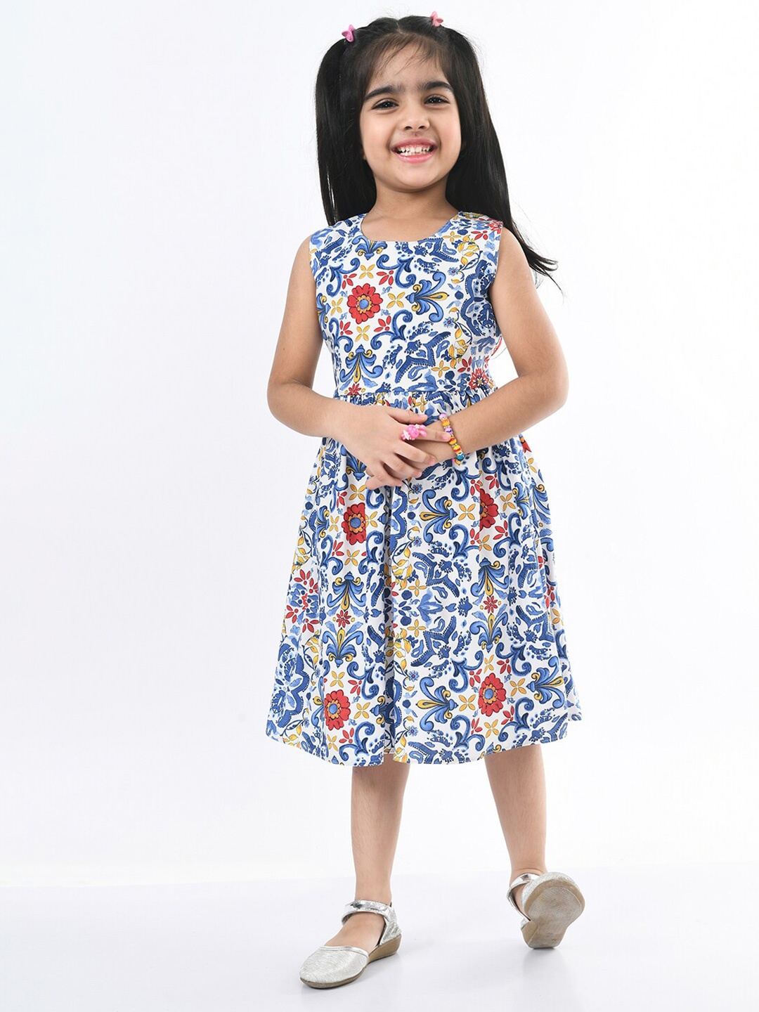 

Bella Moda Kids Girls Blue Floral Cotton Dress