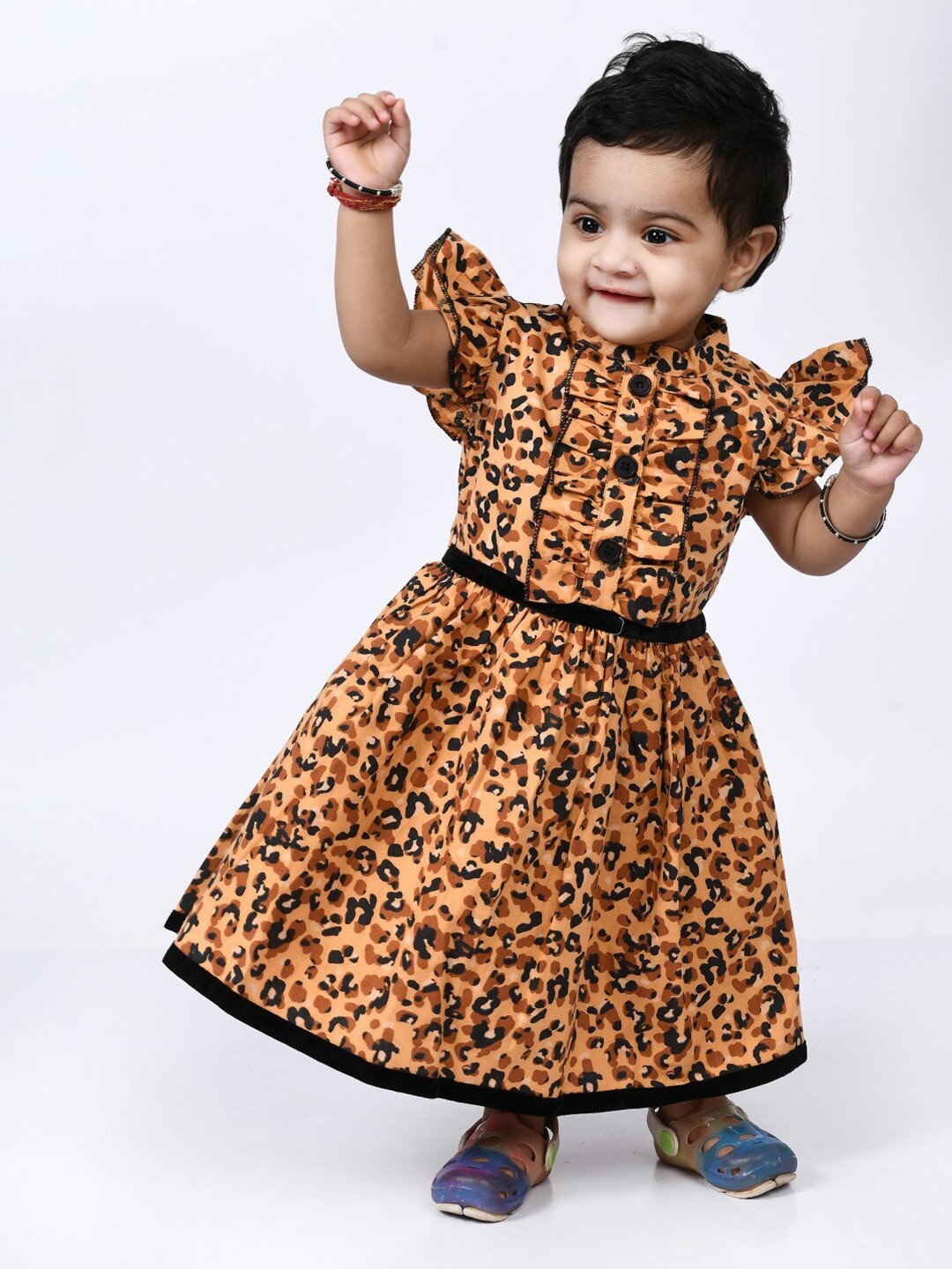 

Bella Moda Brown Animal Pure Cotton Maxi Dress