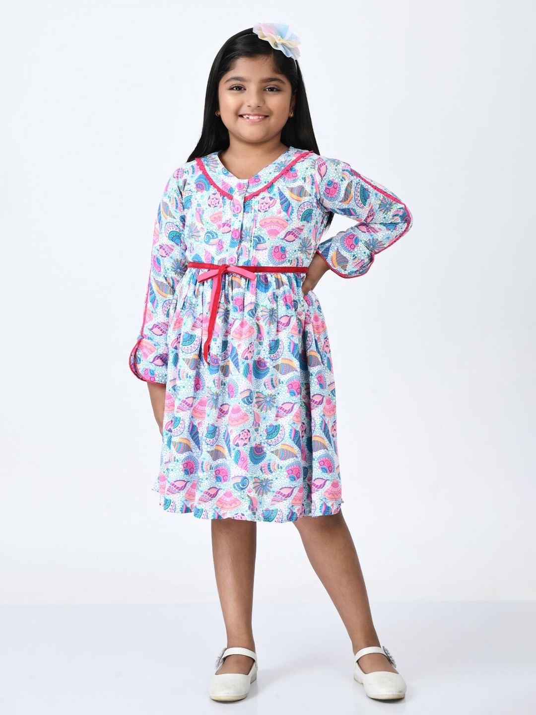 

Bella Moda Blue & Pink Cotton Floral Dress