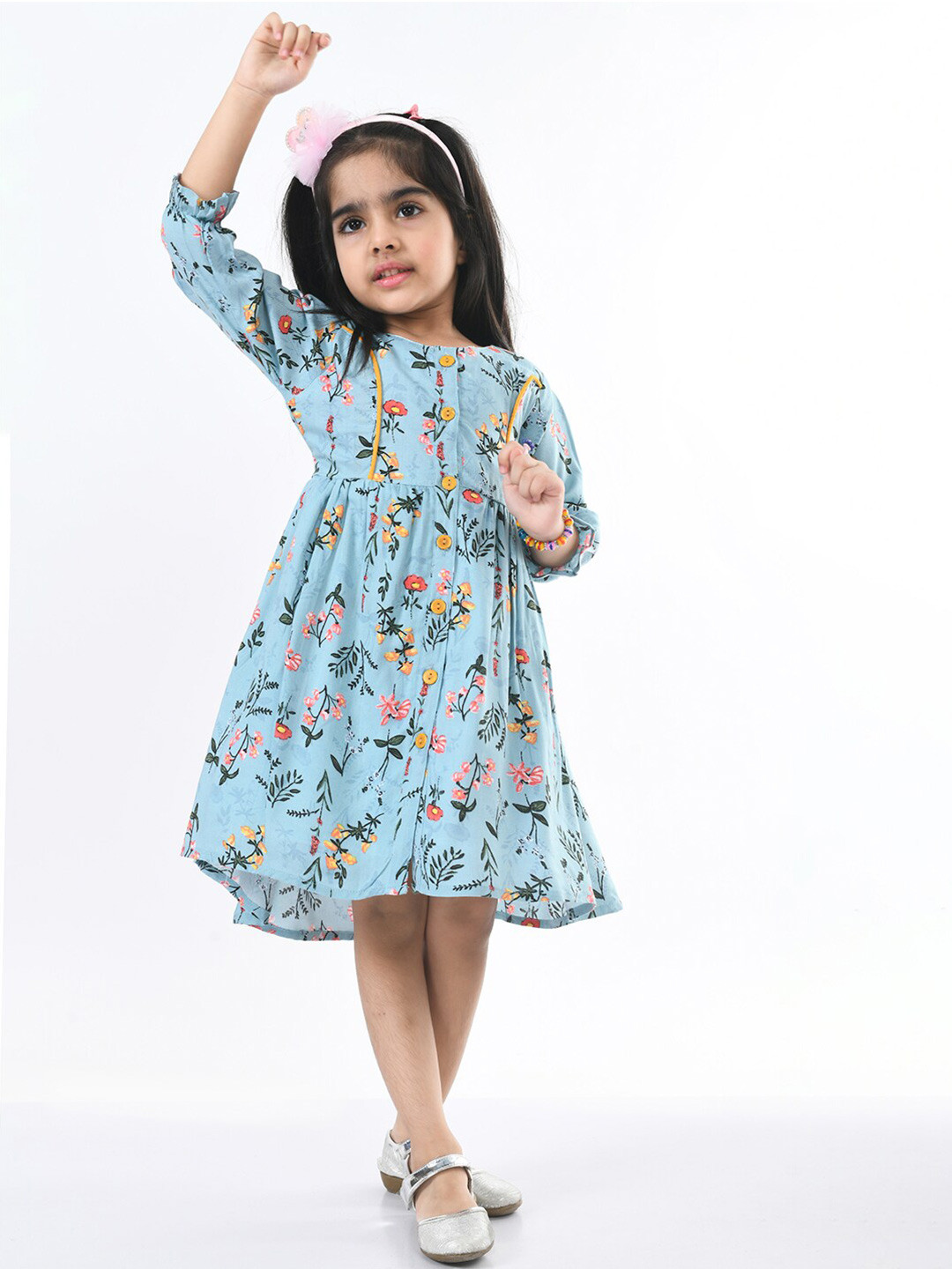 

Bella Moda Blue Floral Empire Dress