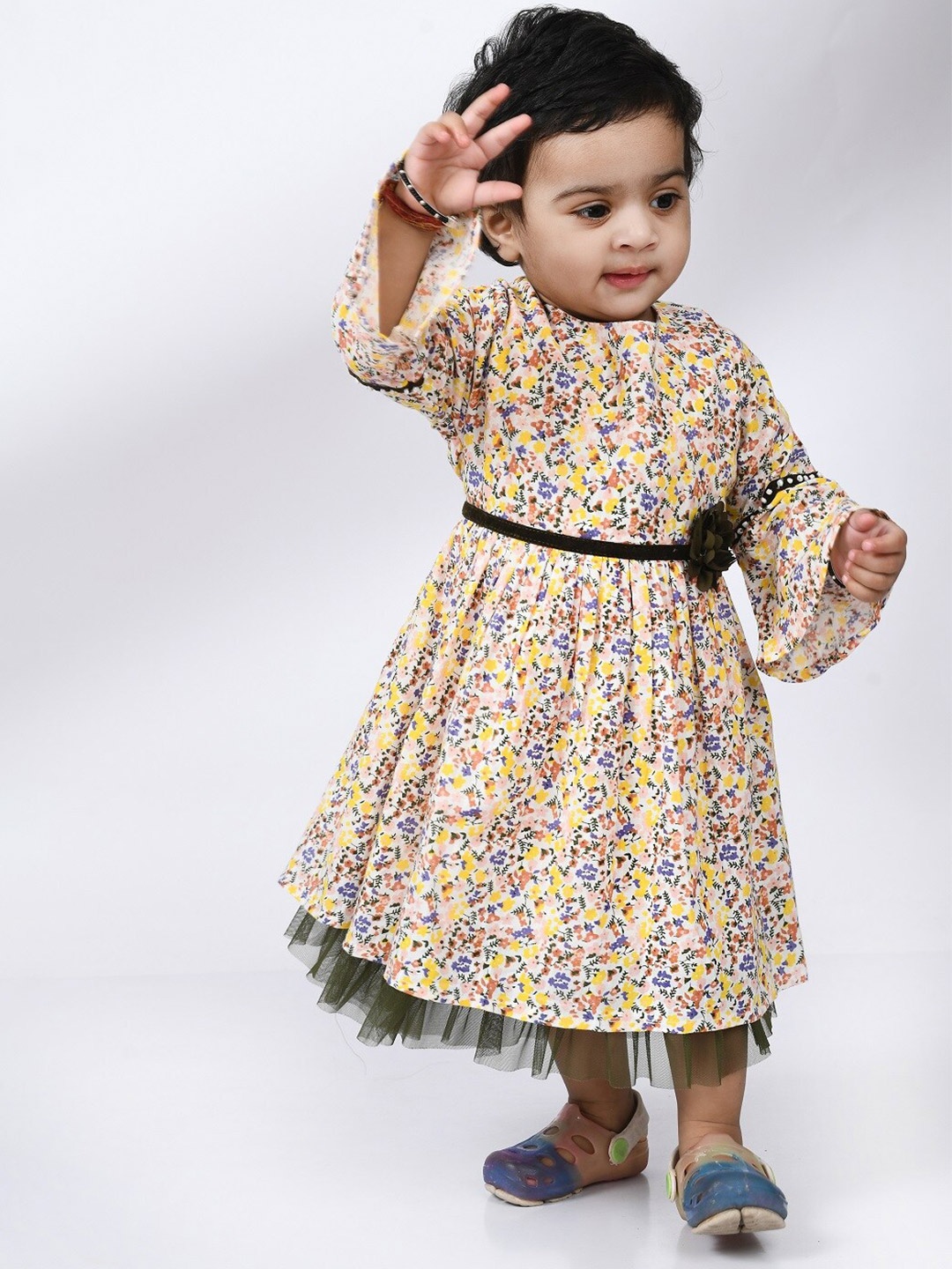 

Bella Moda Kids Girls Floral Printed Pure Cotton Dress, Multi