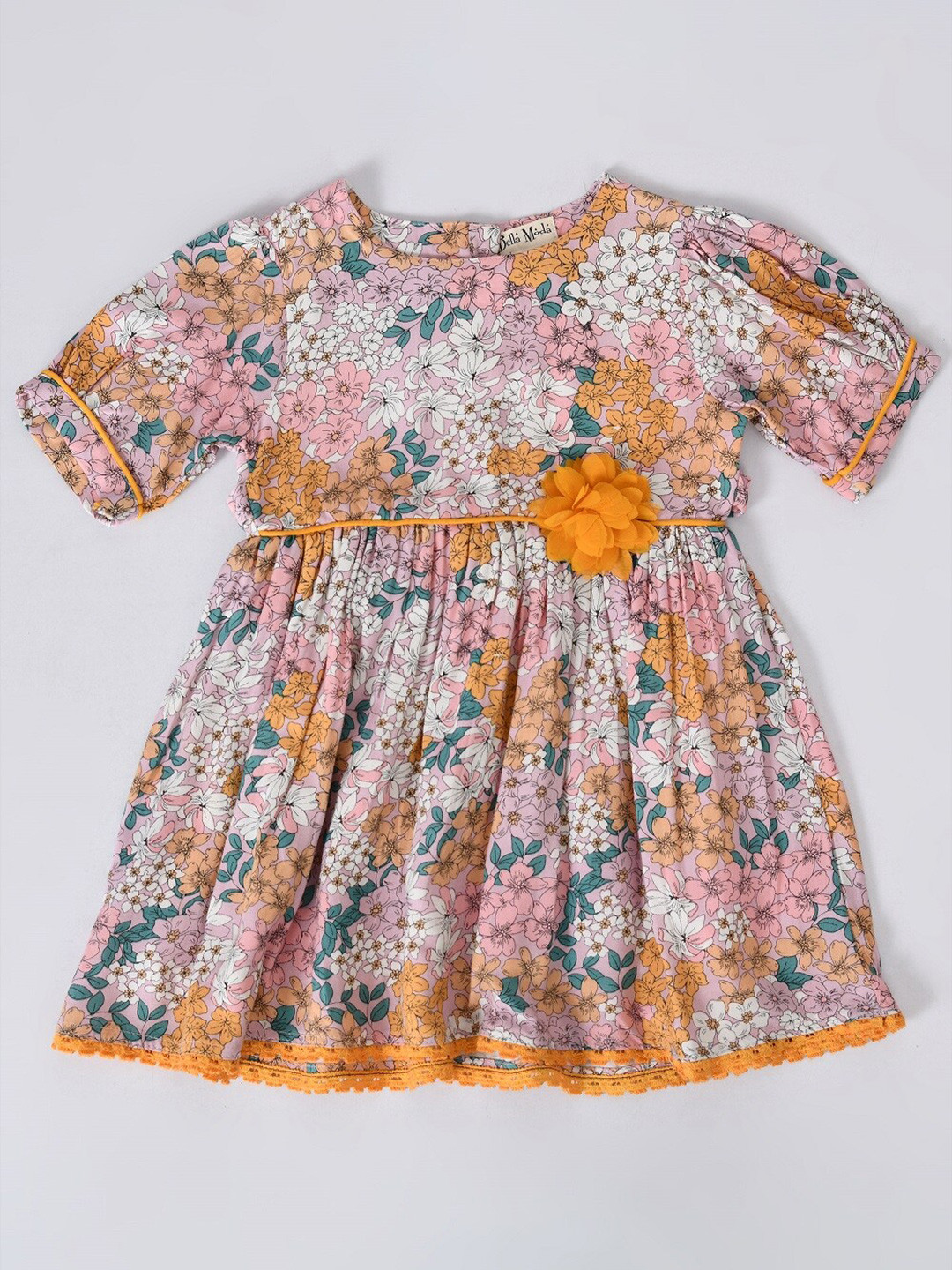 

Bella Moda Girls Floral Printed Fit and Flare Dress, Multi