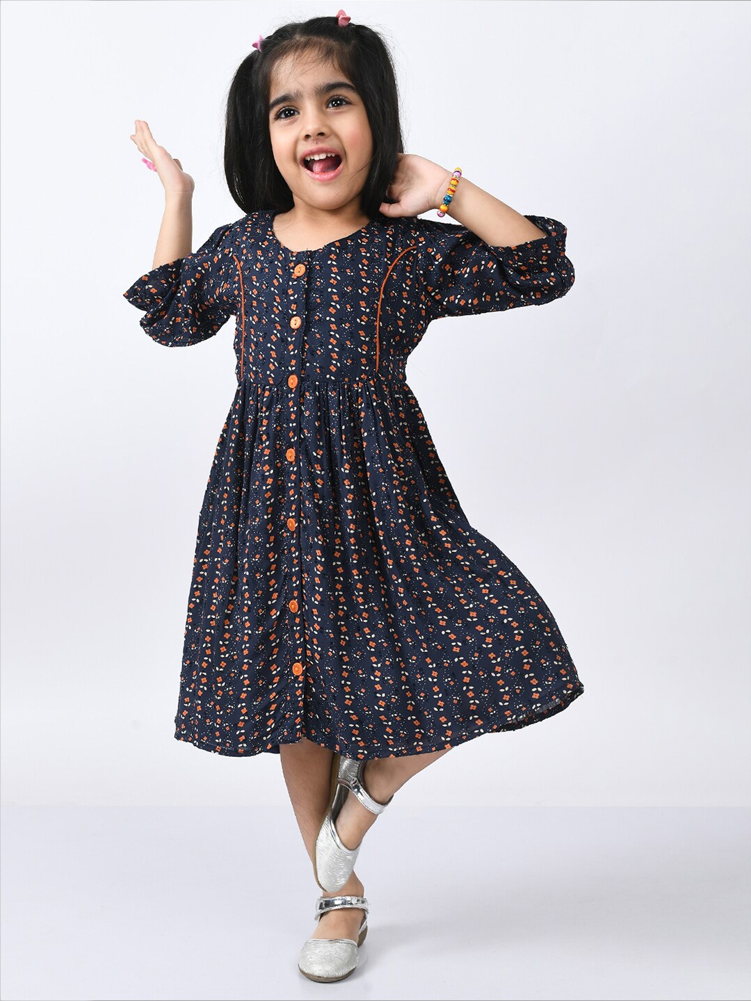 

Bella Moda Blue Floral A-Line Midi Dress