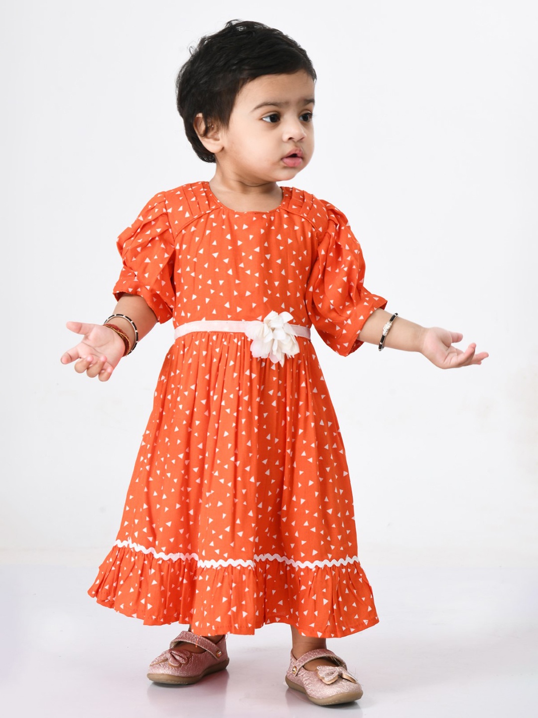 

Bella Moda Girls Orange Pure Cotton Maxi Dress
