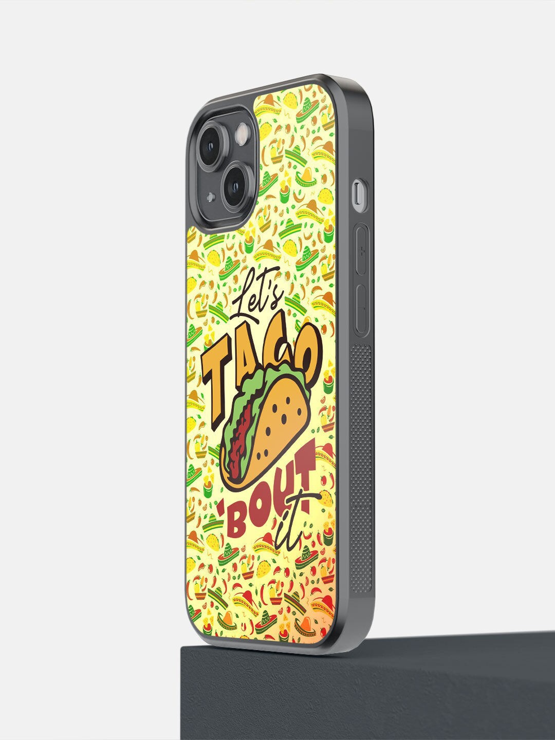 

macmerise Yellow & Red Printed Lets Taco Bout It iPhone 14 Bumper Phone Back Case