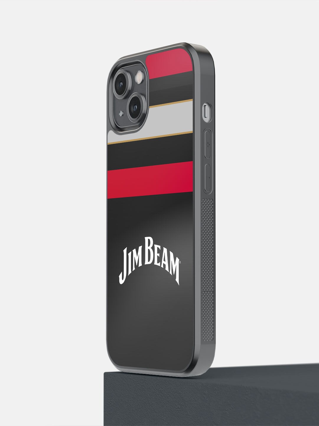 

macmerise Black Printed Jim Beam Striped iPhone 14 Bumper Case