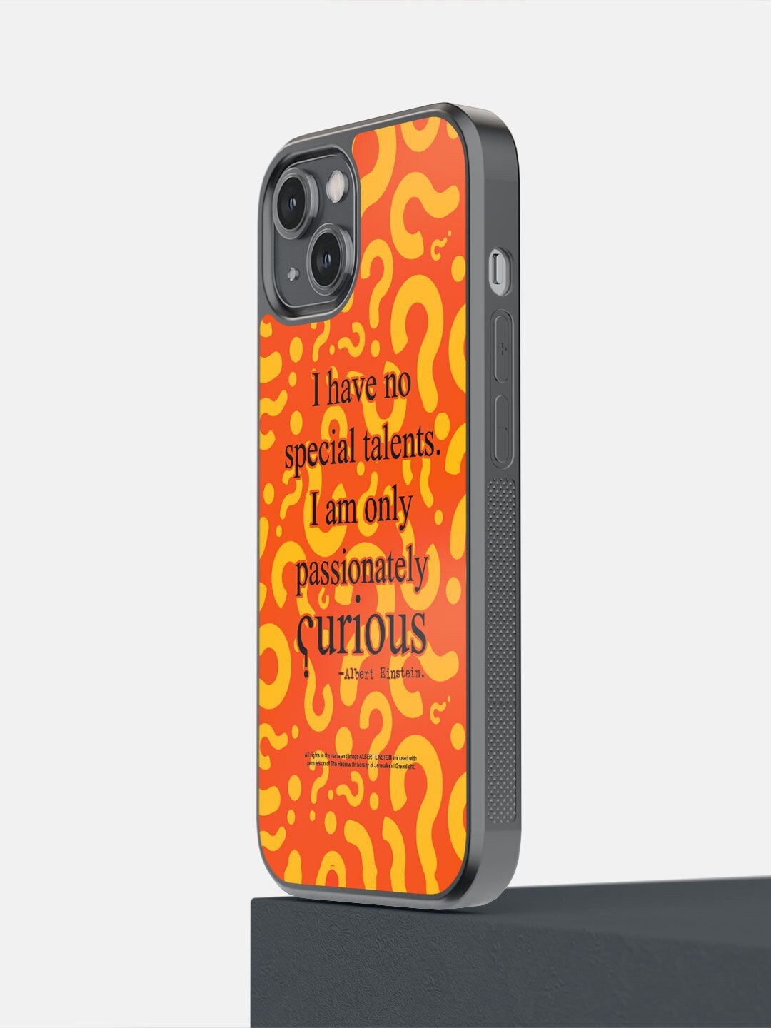 

macmerise Orange Coloured Printed Curious Albert Einstein iPhone 14 Bumper Case