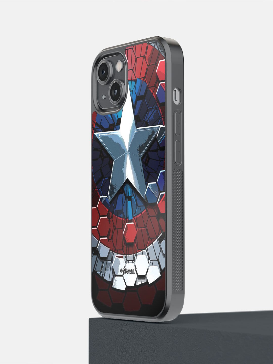 

macmerise Red & Blue Hex Shield Printed iPhone 14 Mobile Phone Case