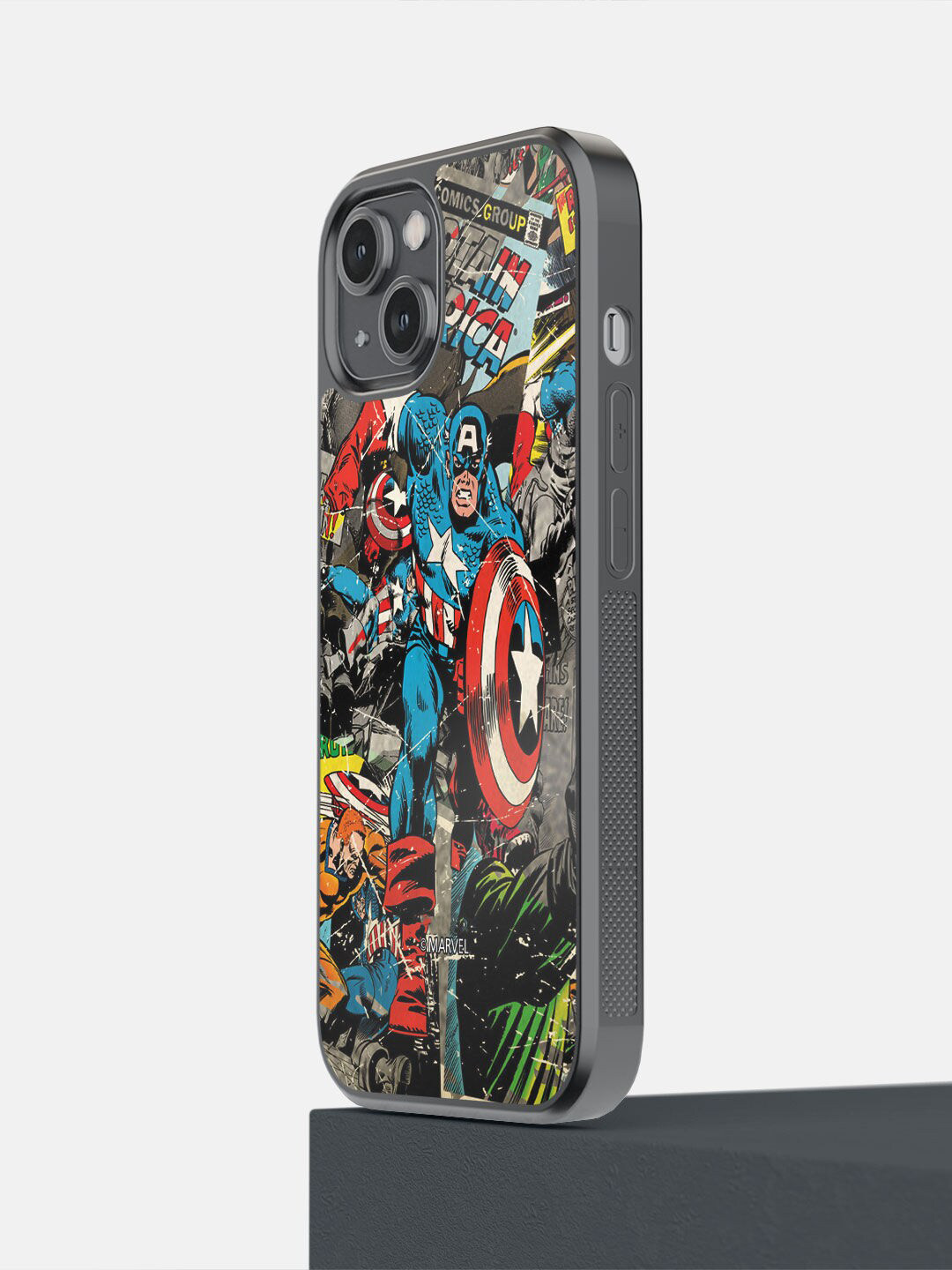 

macmerise Black & Blue Comic Captain America Printed iPhone 14 Bumper Case