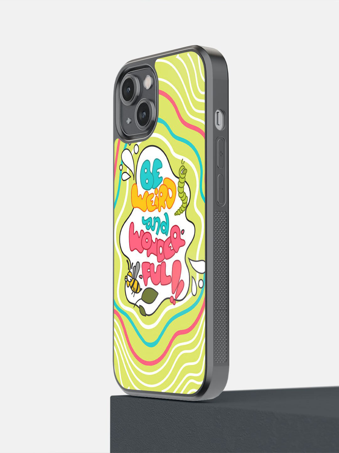 

macmerise Green & White Be Weird & Wonderful Printed iPhone 14 Bumper Case