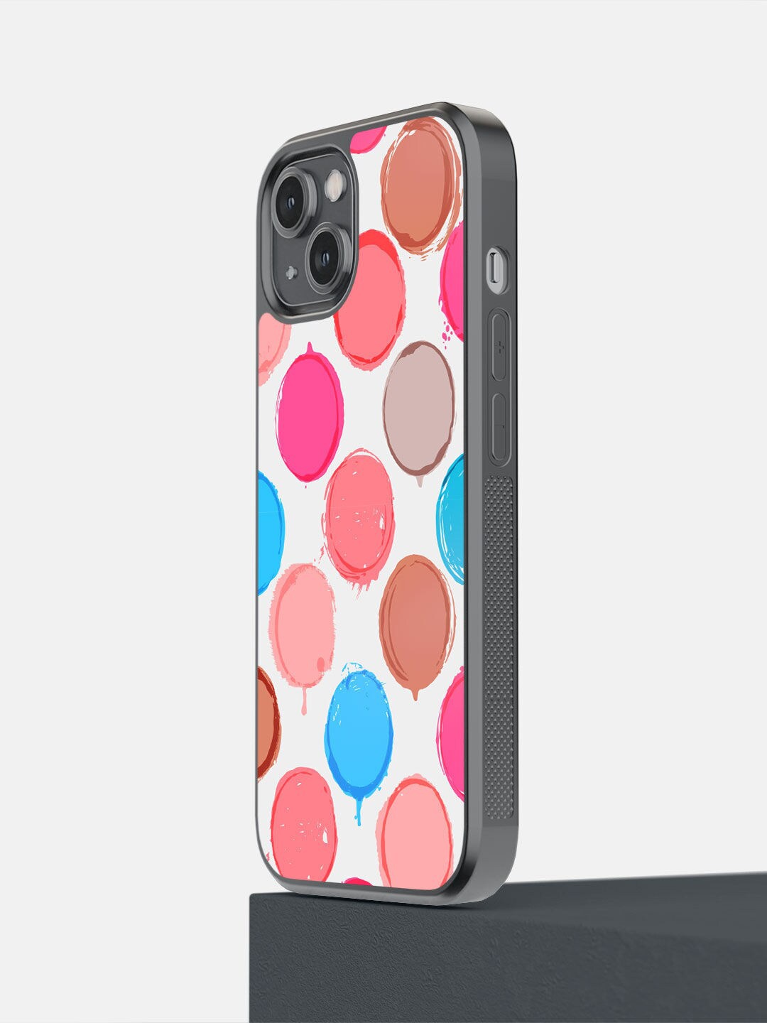 

macmerise White & Pink Polka Dot Canvas Printed iPhone 14 Bumper Case