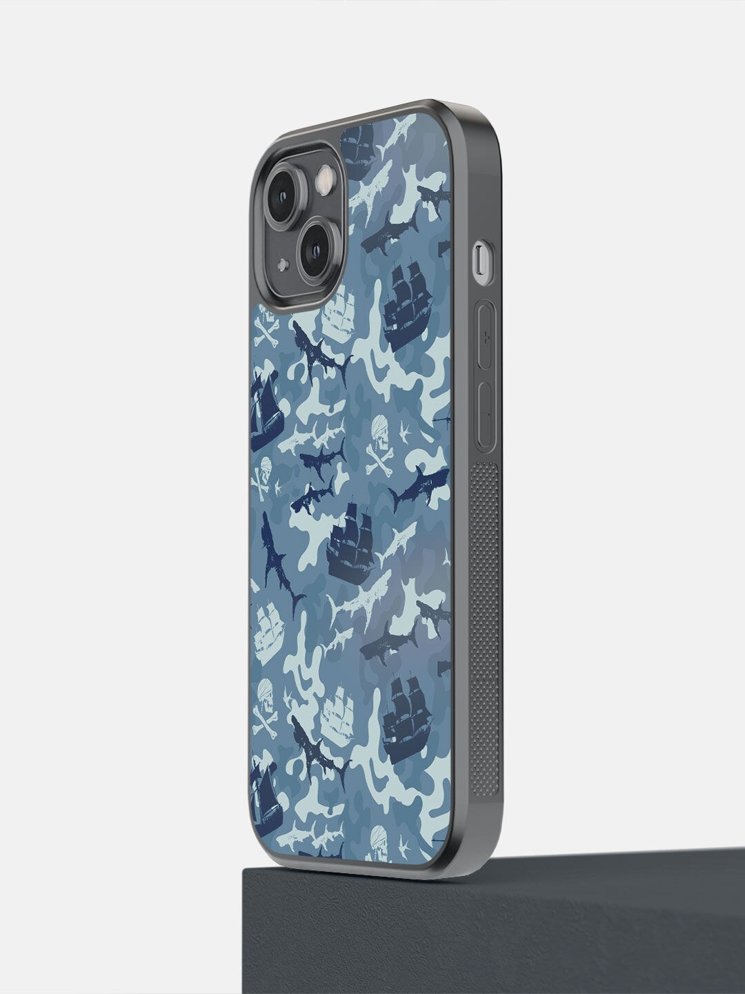 

macmerise Blue & Navy Blue Pirates Pattern Printed iPhone 14 Phone Back Case