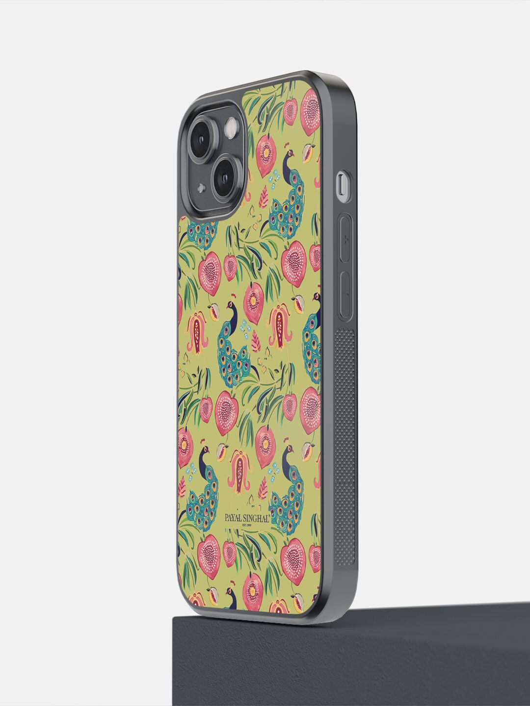 

macmerise Olive Green Payal Singhal Anaar and Mor Printed iPhone 14 Bumper Case