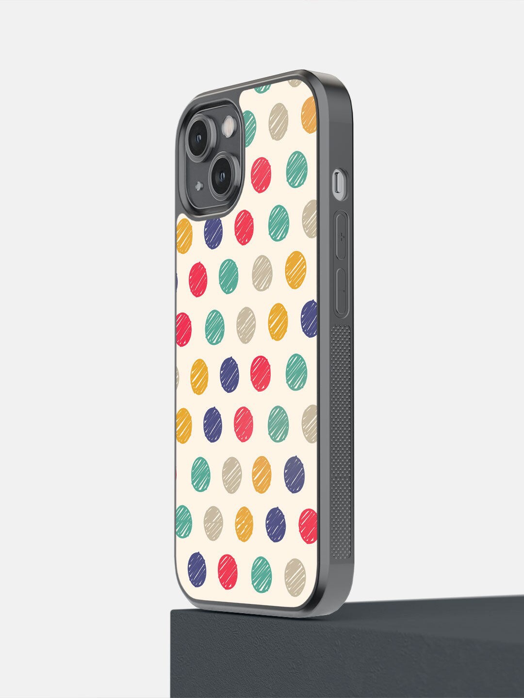

macmerise Beige Polka Dot Scribbles Design iPhone 14 Bumper Case