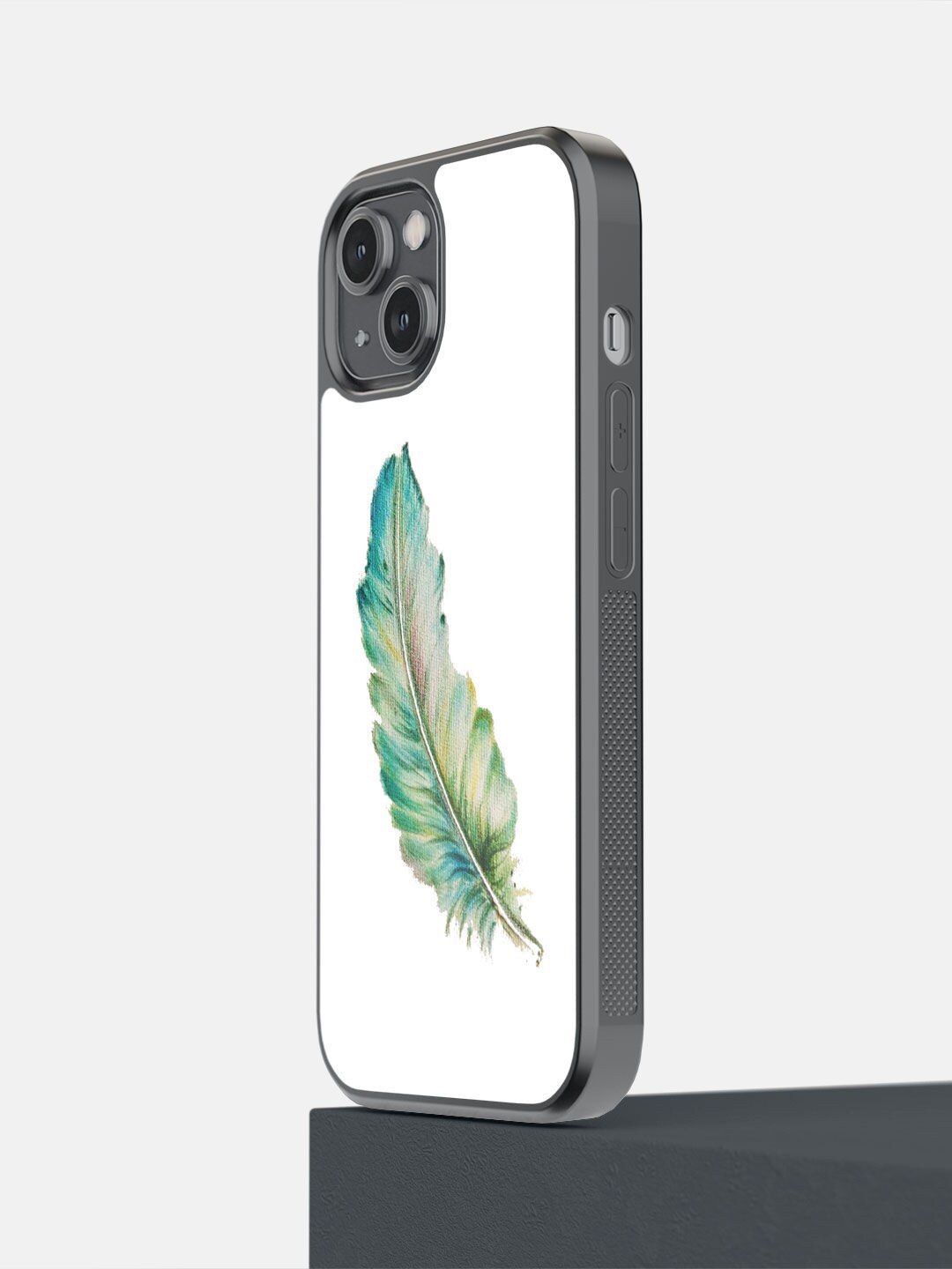 

macmerise White & Green SK Feather Art Printed iPhone 14 Bumper Phone Cases