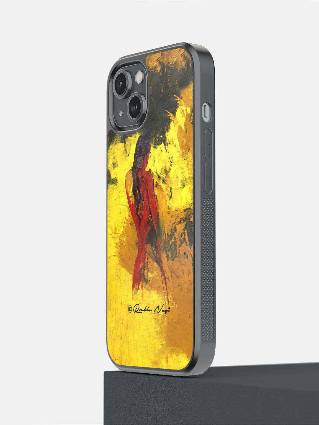 

macmerise Yellow & Black Printed Lady in Red iPhone 14 Phone Back Case