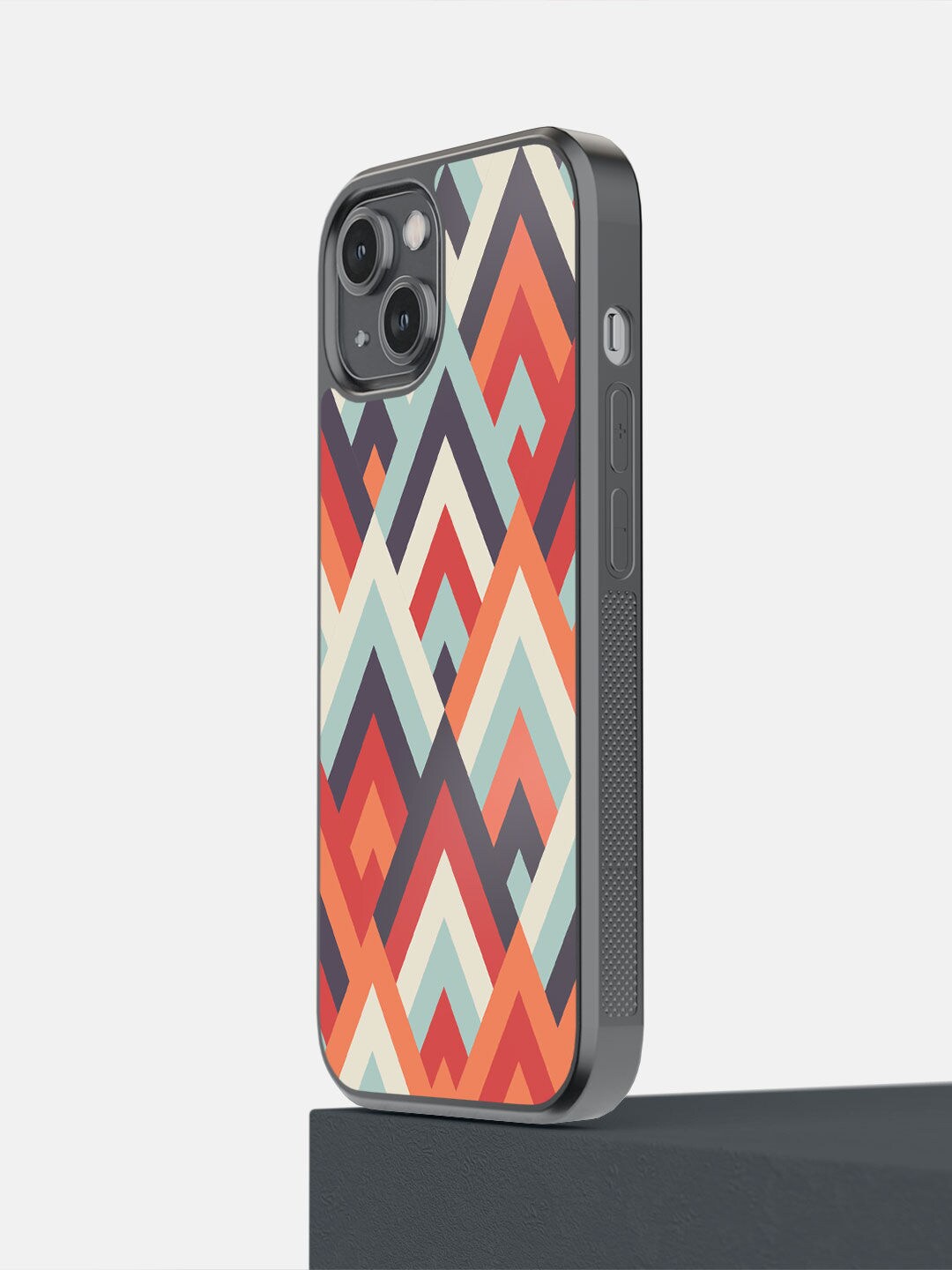 

macmerise Orange & Blue Printed Symmetric Cheveron iPhone 14 Phone Back Case