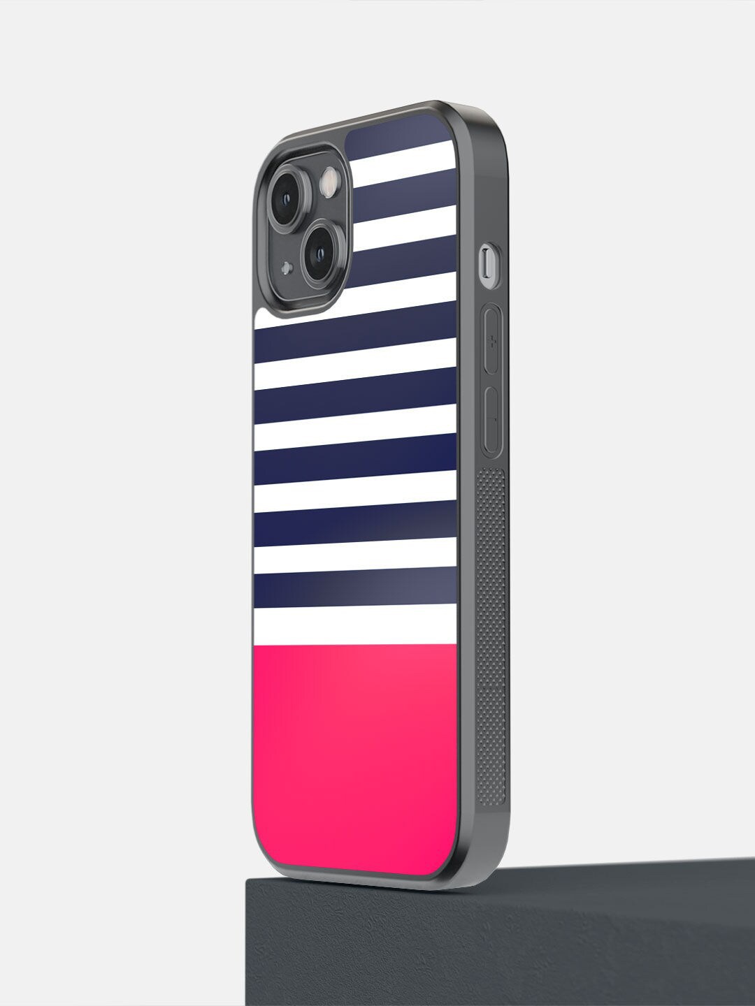 

macmerise Black & Pink Simply Stripes Printed iPhone 14 Bumper Case