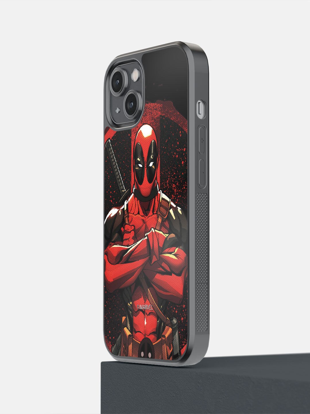 

macmerise Black & Red Deadpool Stance iPhone 14 Bumper Back Case