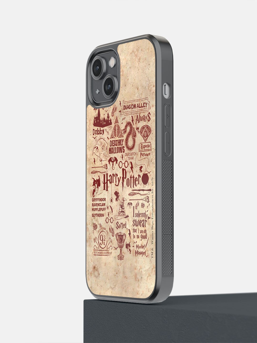 

macmerise Beige & Maroon Printed Harry Potter Infographic iPhone 14 Phone Back Case