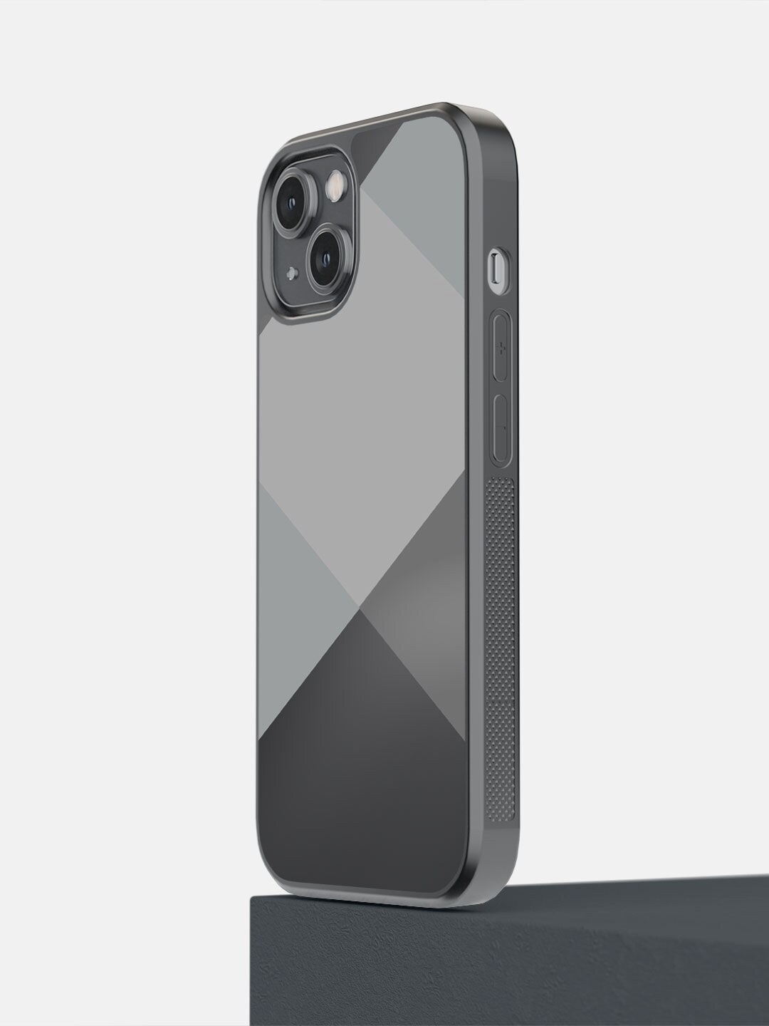 

macmerise Grey Printed Criss Cross iPhone 14 Bumper Phone Back Case