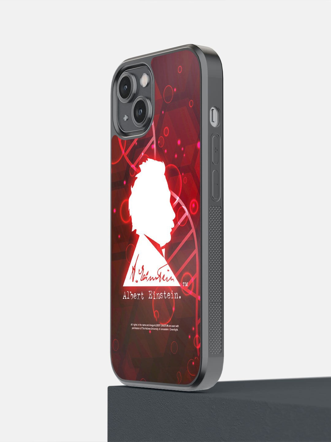 

macmerise Red & White Genius Albert Einstein Printed iPhone 14 Bumper Case