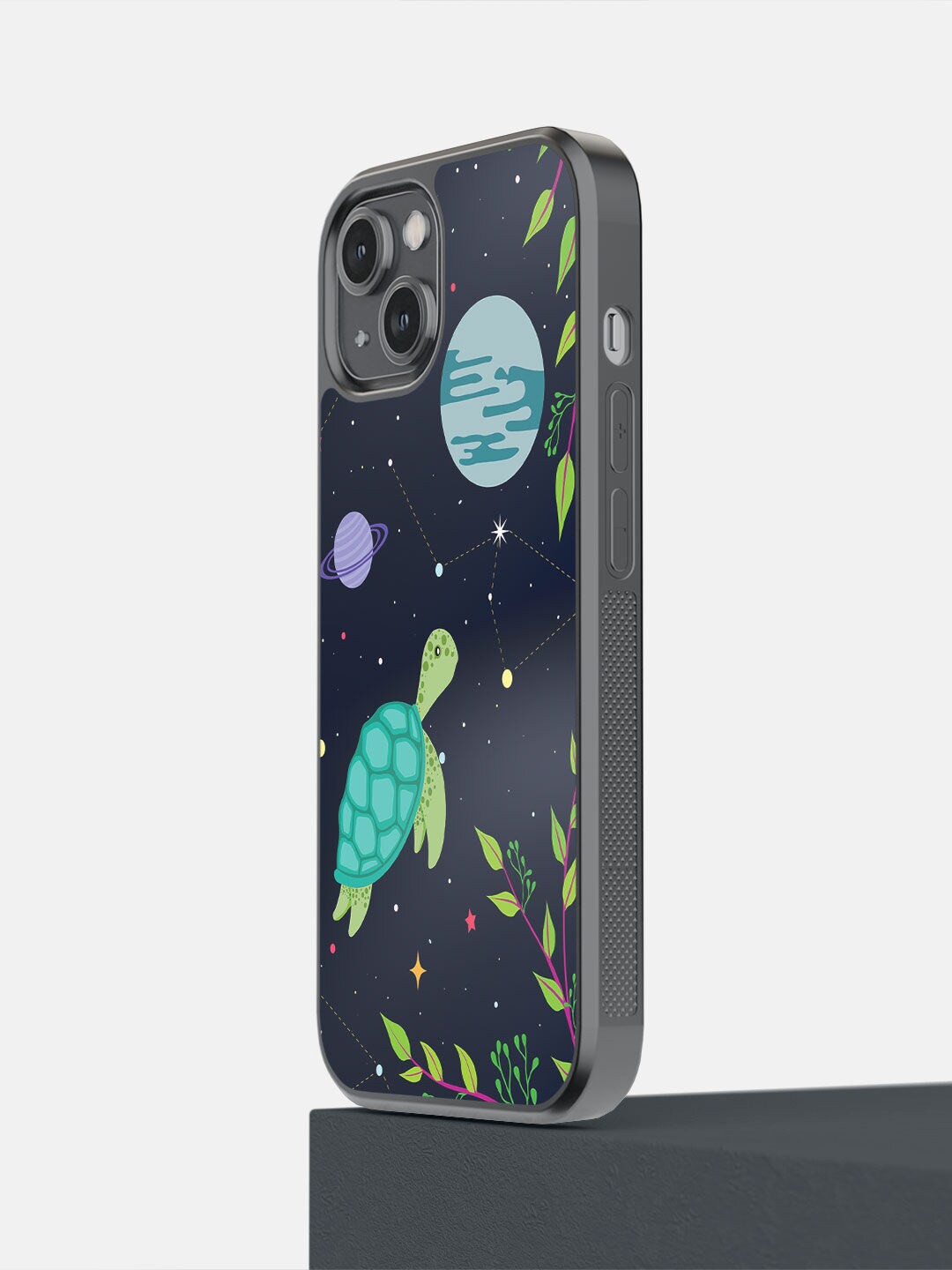 

macmerise Navy Blue & Green Abstract Printed iPhone 14 Bumper Back Case