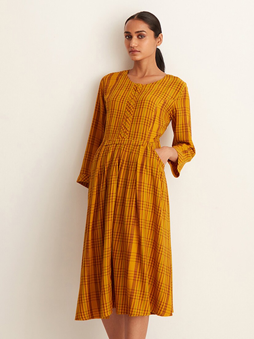 

Ancestry Women Brown Checked Dress