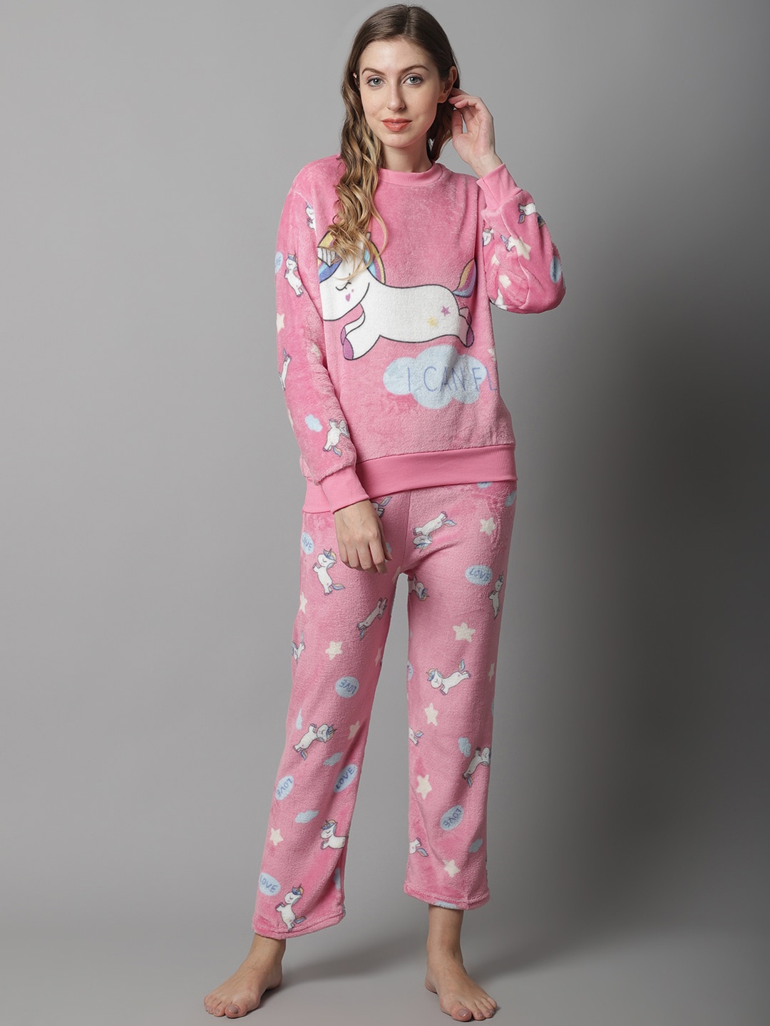 

TAG 7 Women Printed Night Suit, Pink