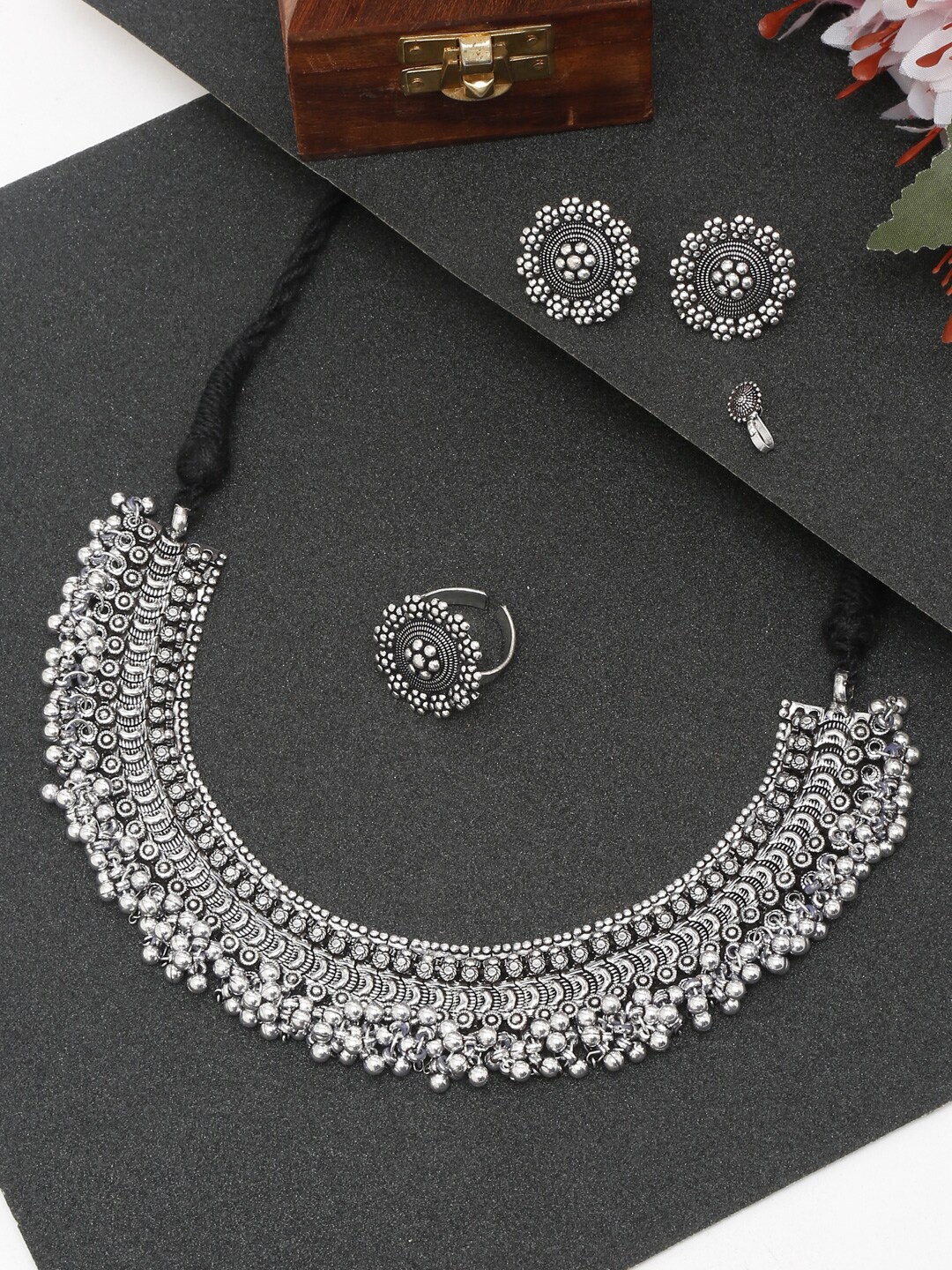 

YouBella Oxidised Silver-Plated Jewellery Set