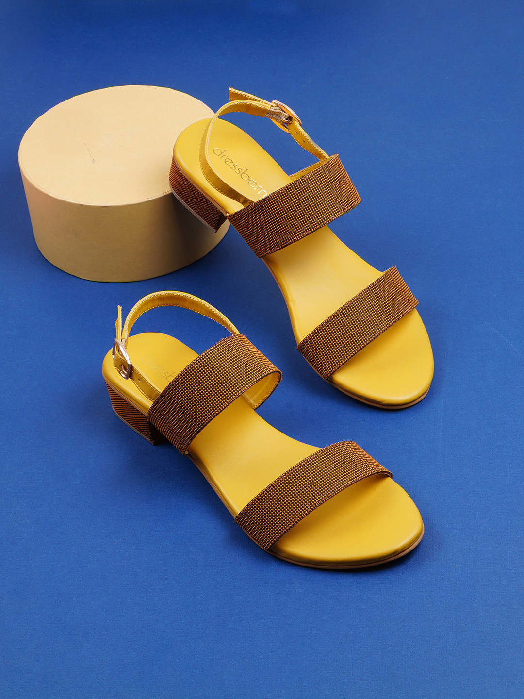 

DressBerry Mustard Textured Block Heels