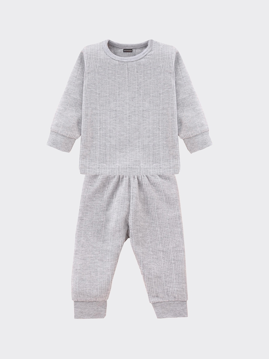 

Aerowarm Kids Grey Solid Round Neck Cotton Thermal Set