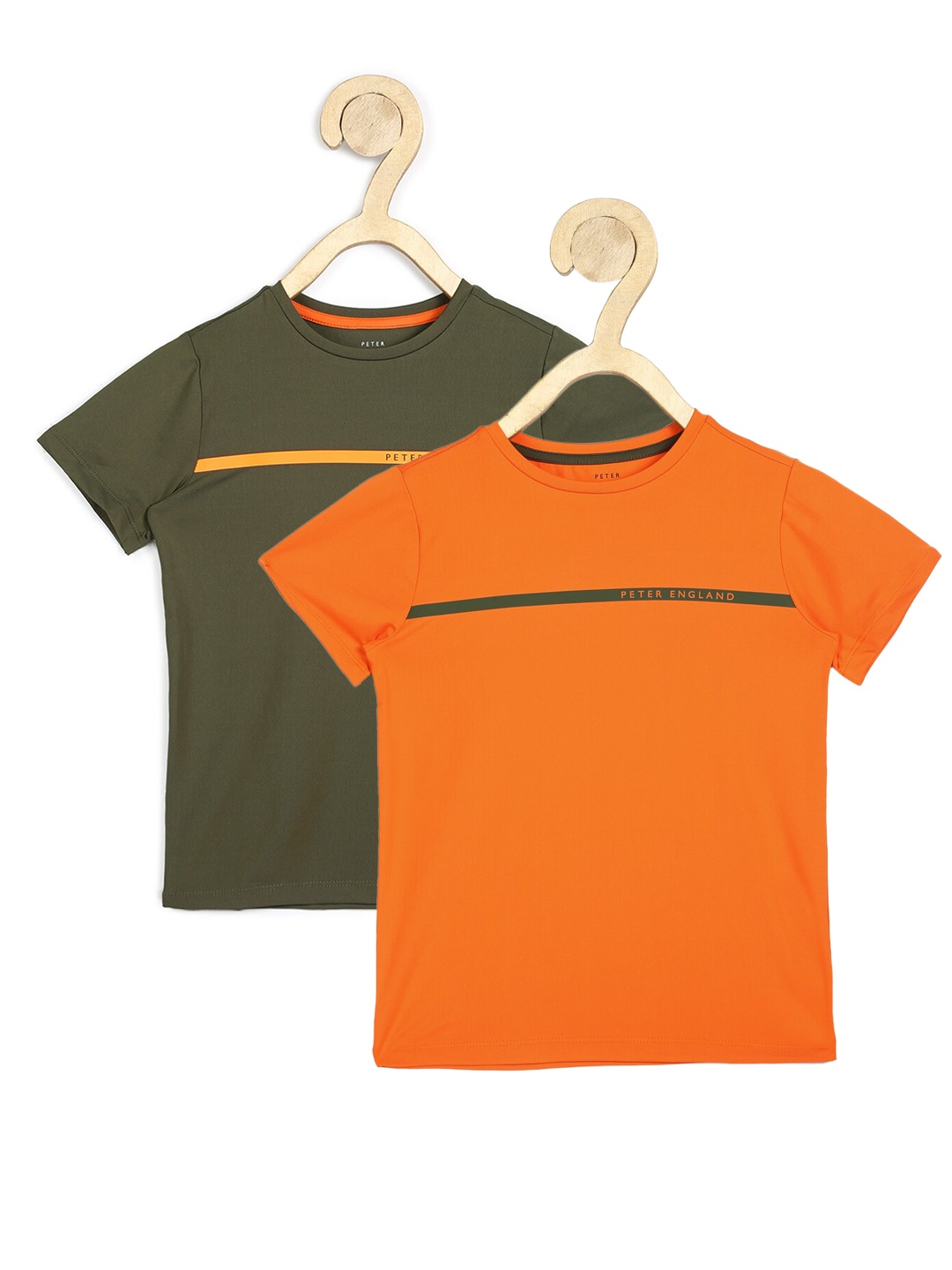 

Peter England Boys Olive Green & Orange Pack Of 2 Round Neck T-shirt