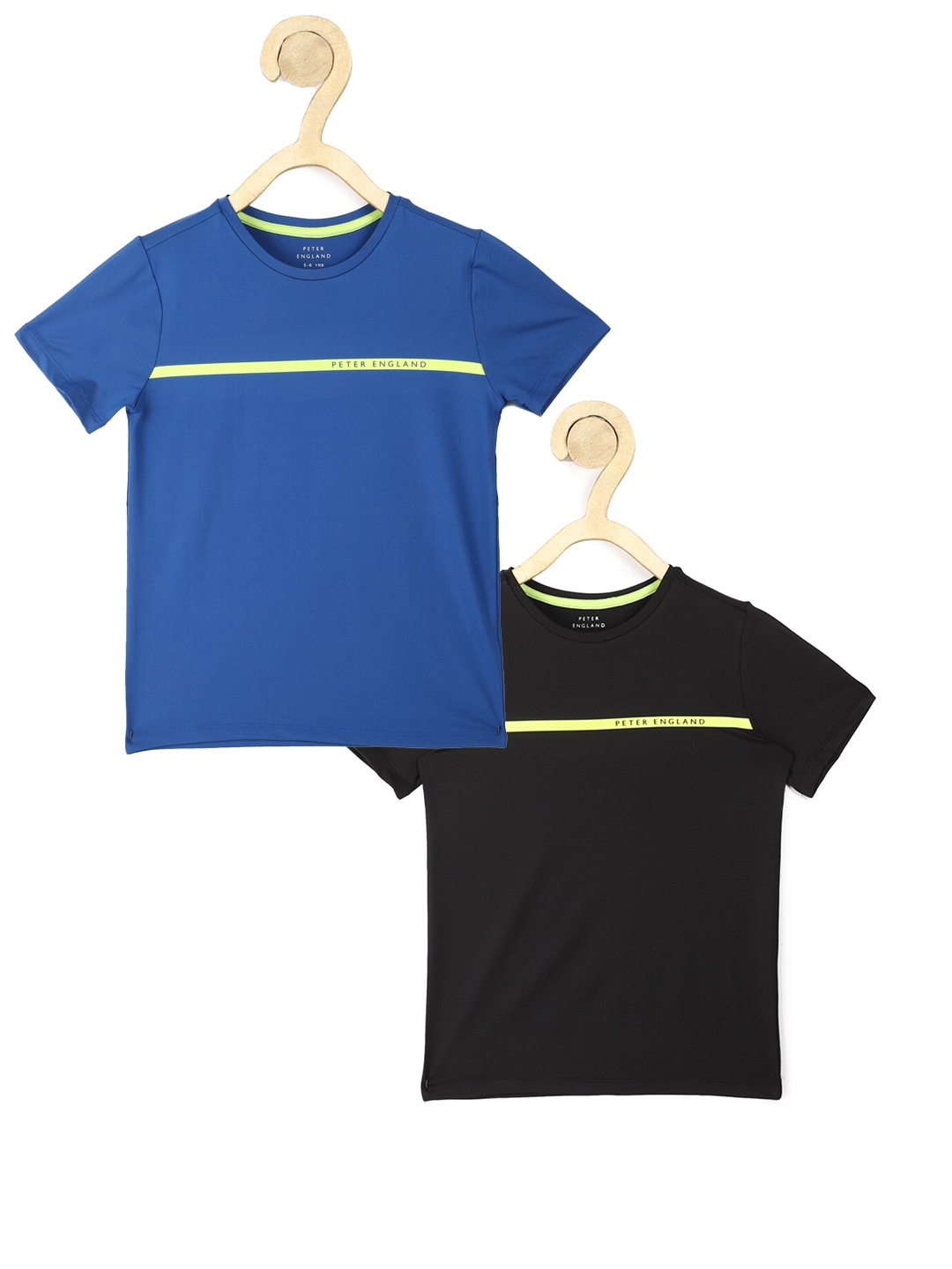 

Peter England Boys Pack Of 2 Black & Blue Solid T-shirt